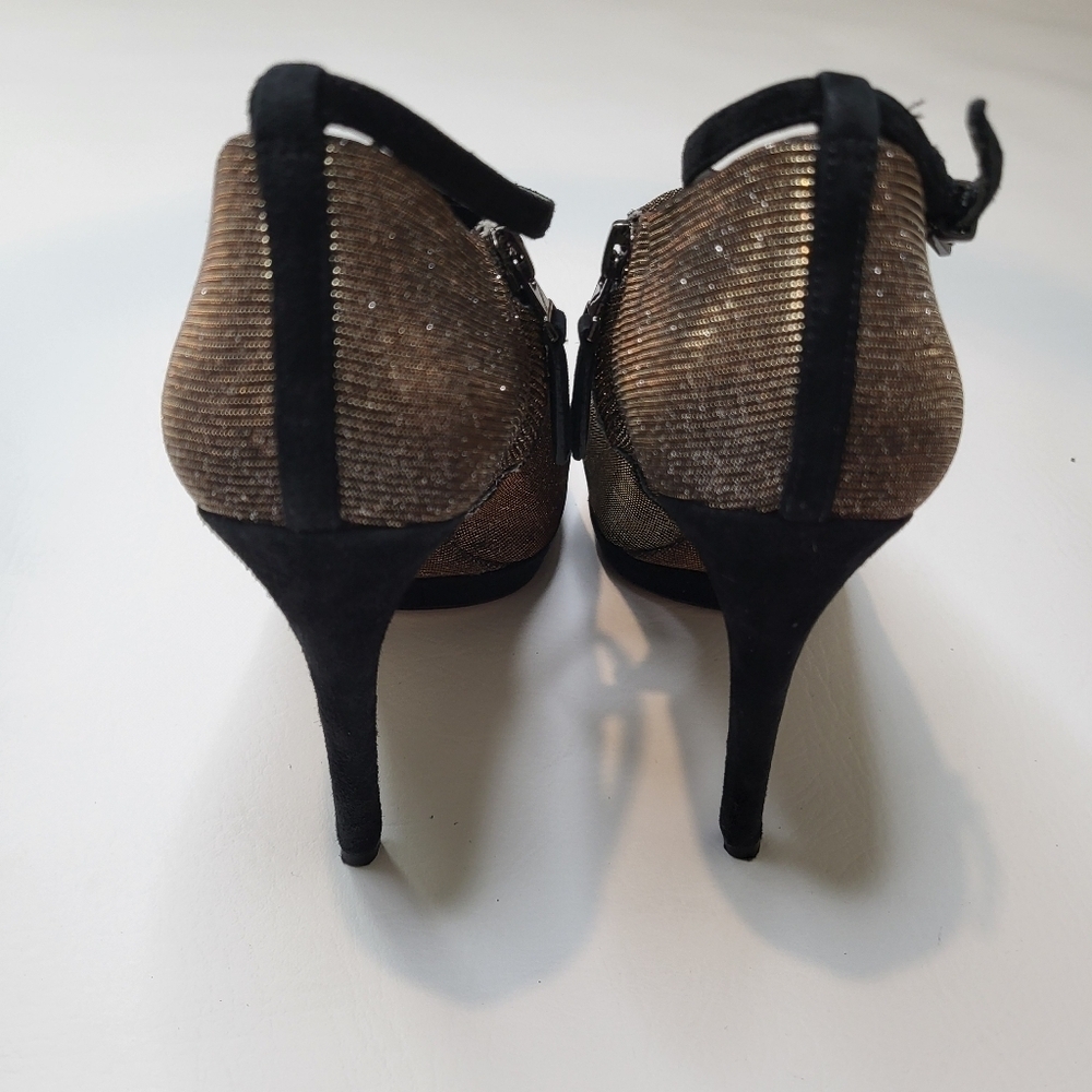 B Brian Atwood Fruitera ankle booties sparkly fabric ankle strap size 6.5 - Picture 4 of 12